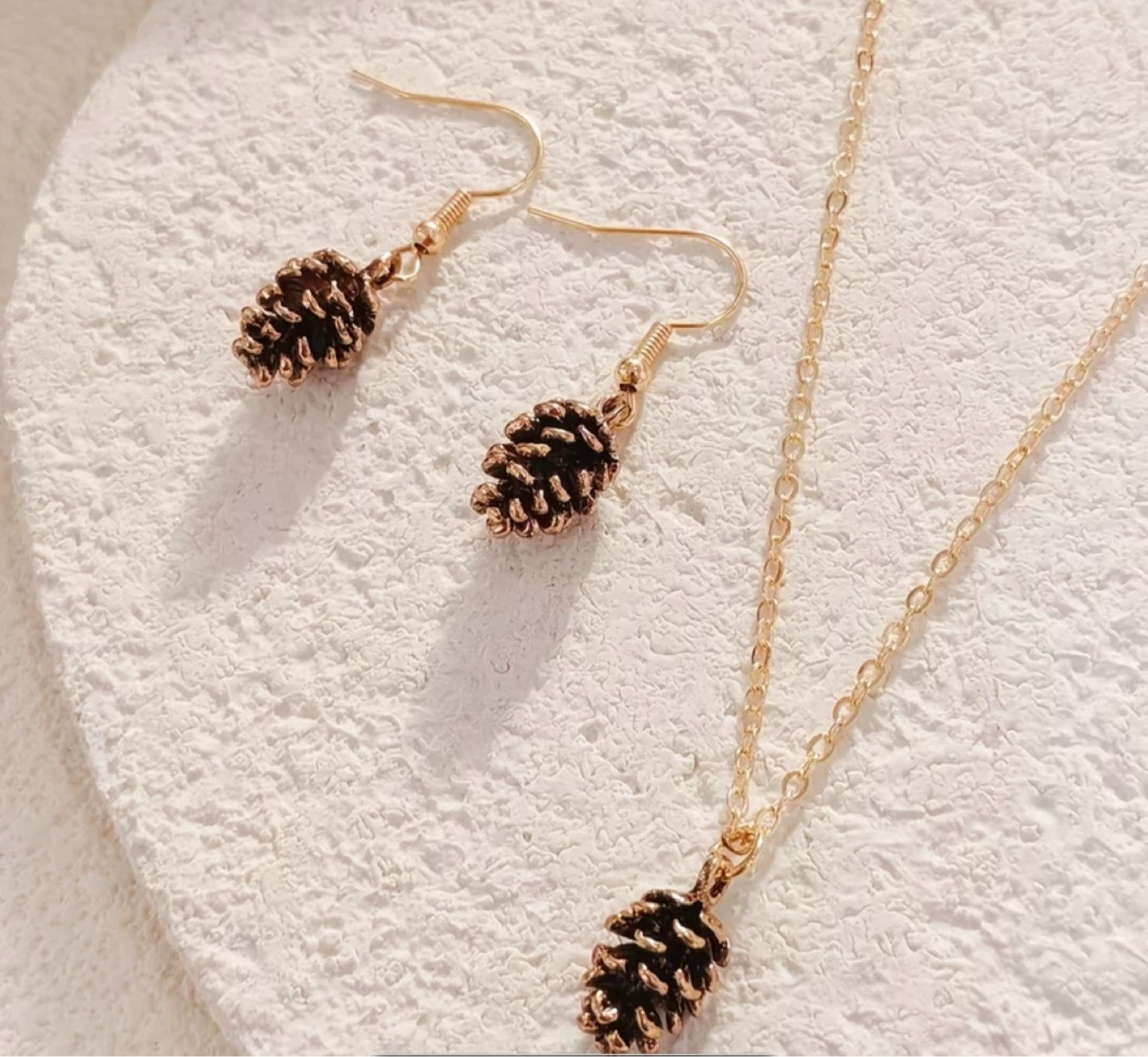 Pinecone Necklace and Earring Set