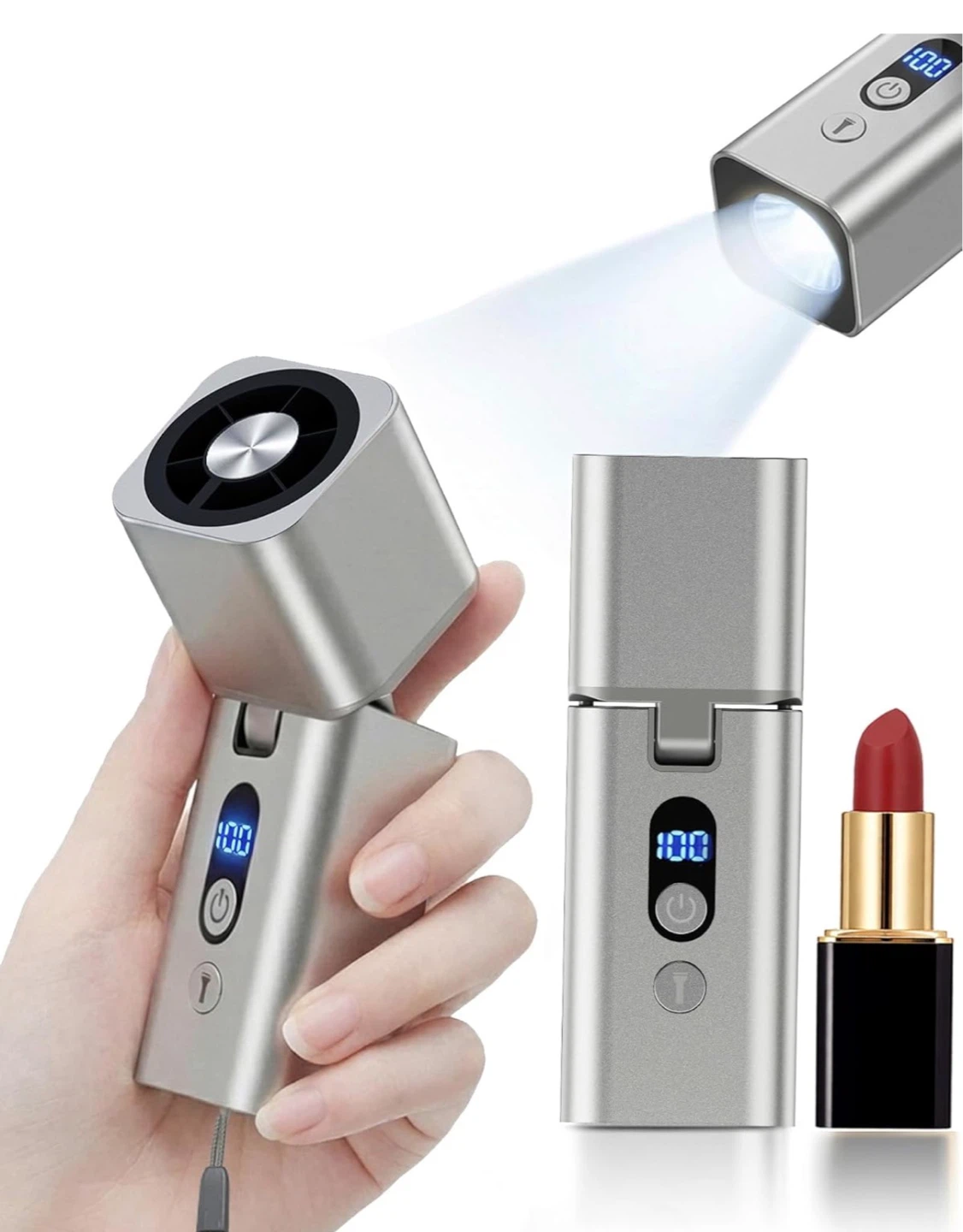Handheld Mini Fan with Integrated Flashlight