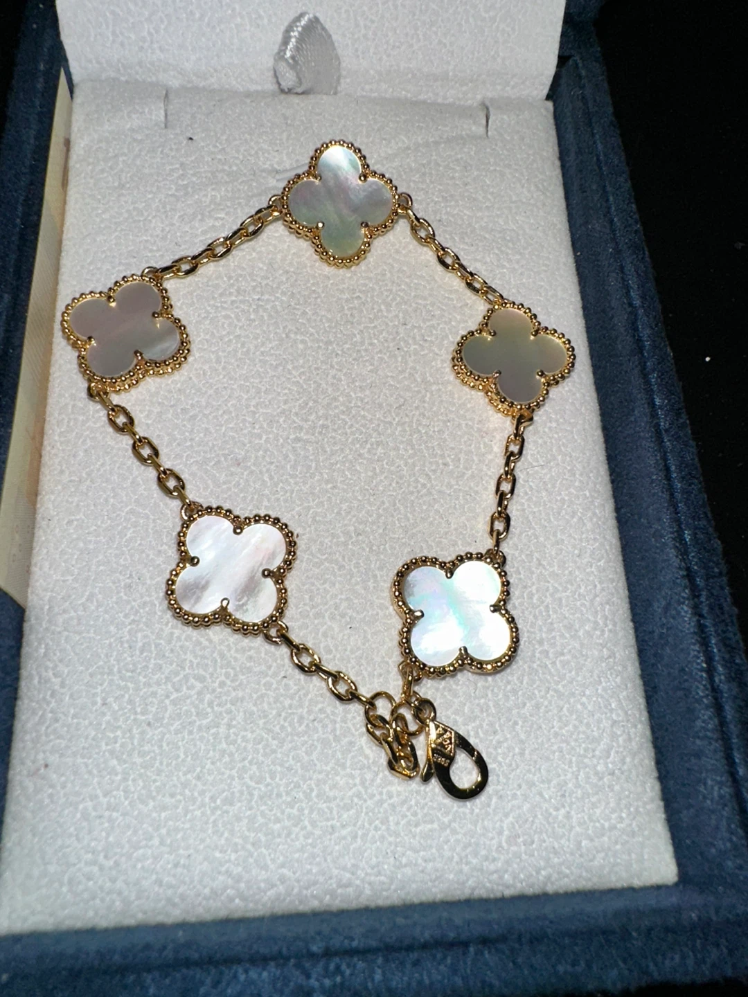 Van Cleef -18k Gold Clover Mother of Pearl Bracelet