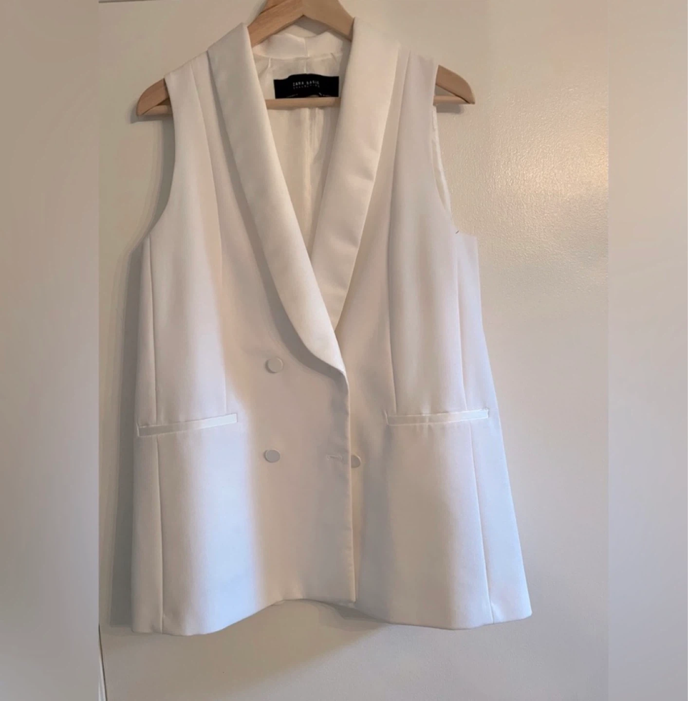 Zara White Sleeveless Blazer Vest ⚽ - photo 5