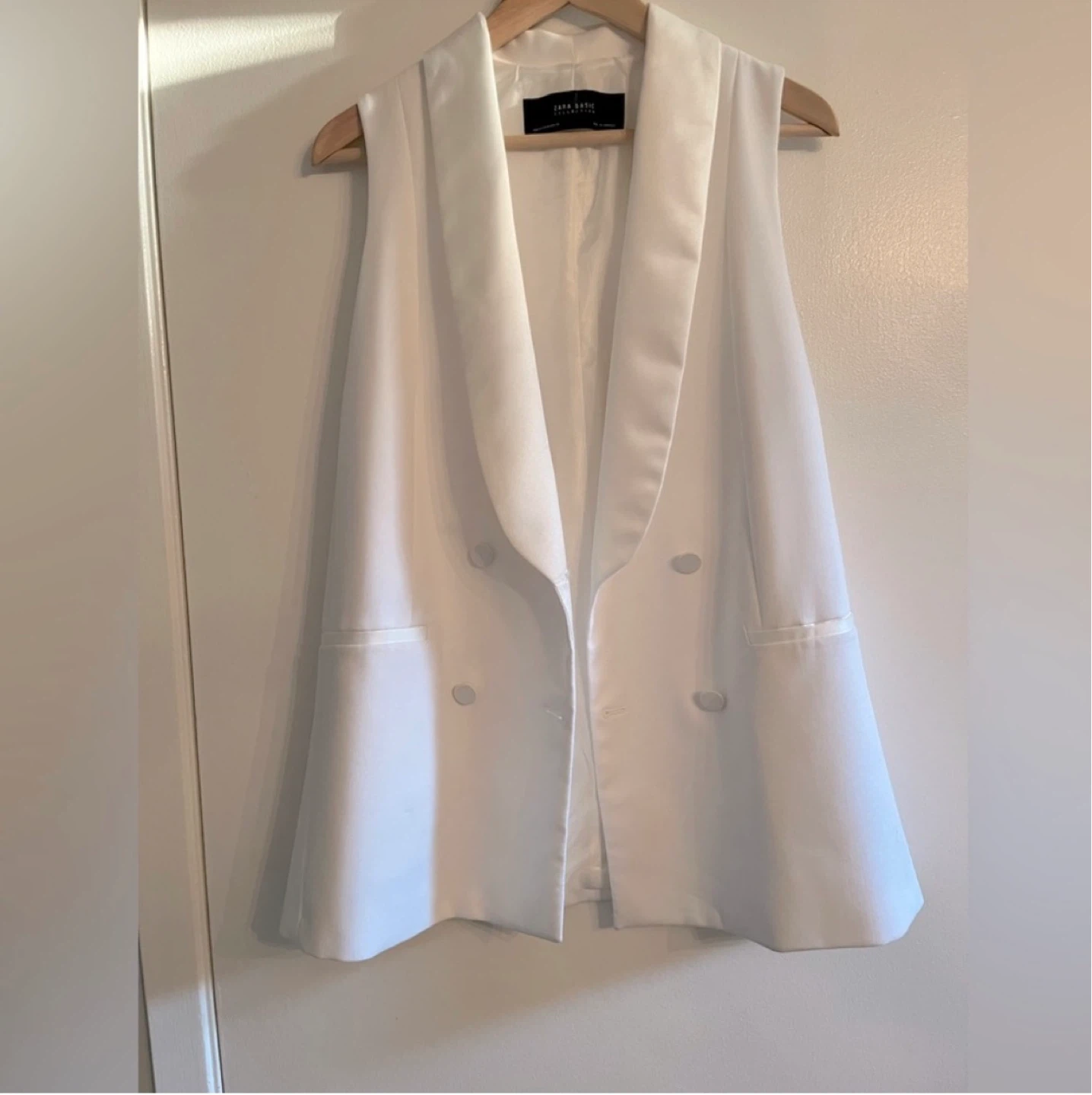 Zara White Sleeveless Blazer Vest ⚽ - photo 2