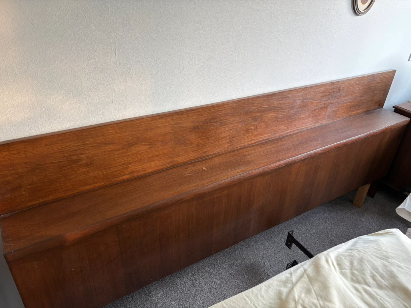 Solid teak king size Headboard  late 60s early 70s - photo 3