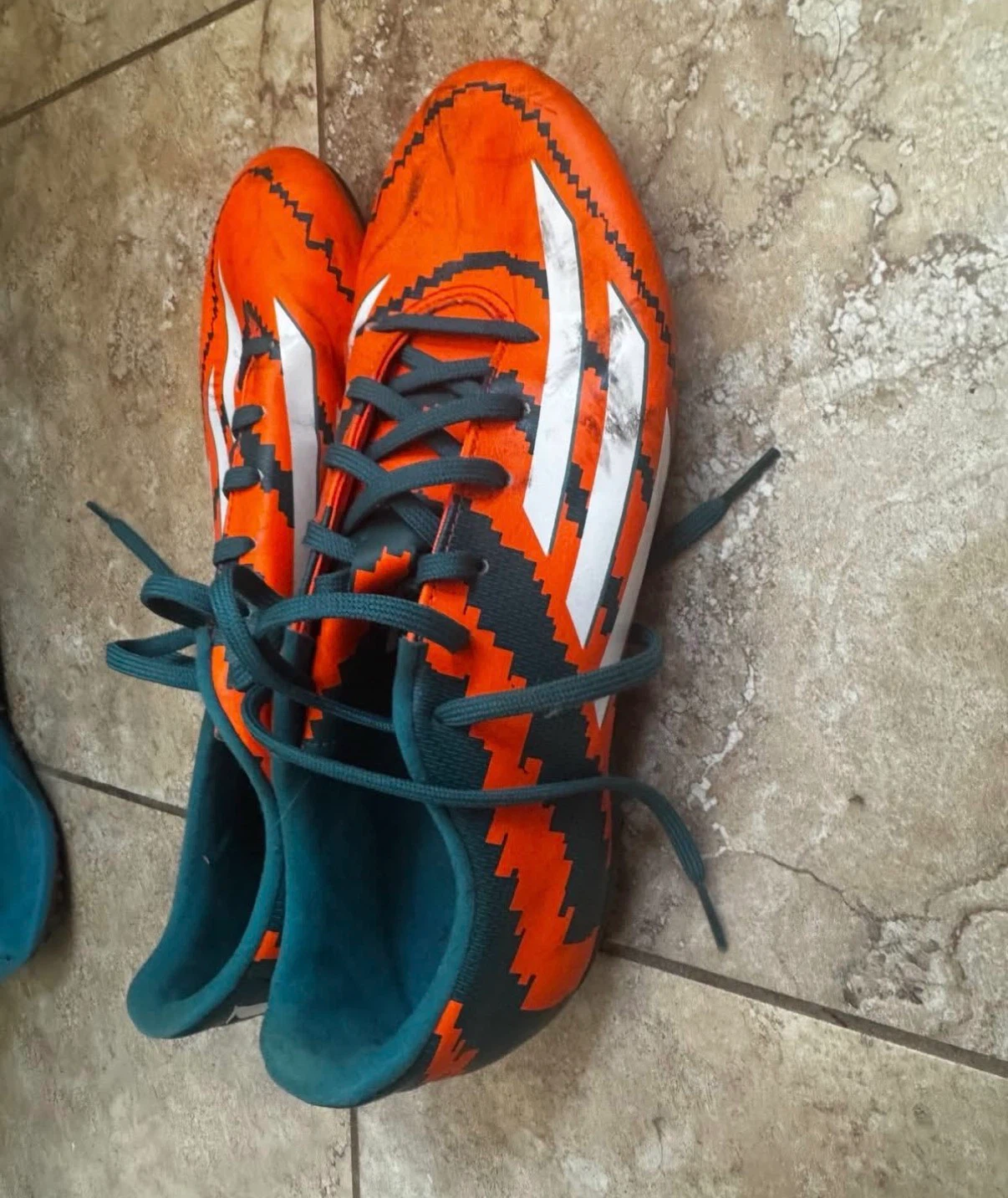 adidas F50 Adizero Messi 10.1 Size 9 Soccer Clears Orange Green - photo 2