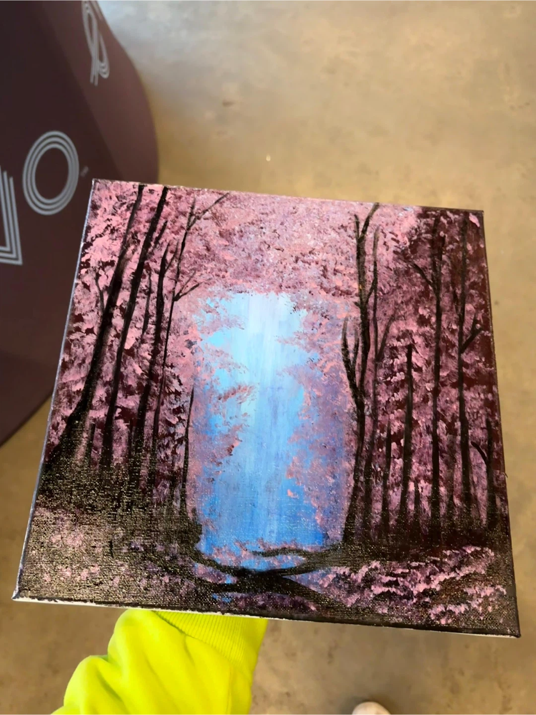 Waterfall and Cherry Blossom Painting