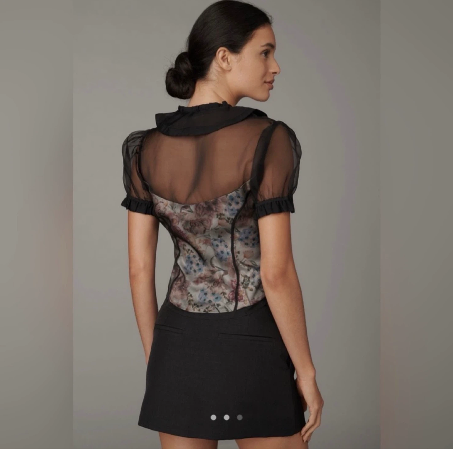 Maeve Organza Sheer Floral Puff Sleeve Top ⚽ - photo 3