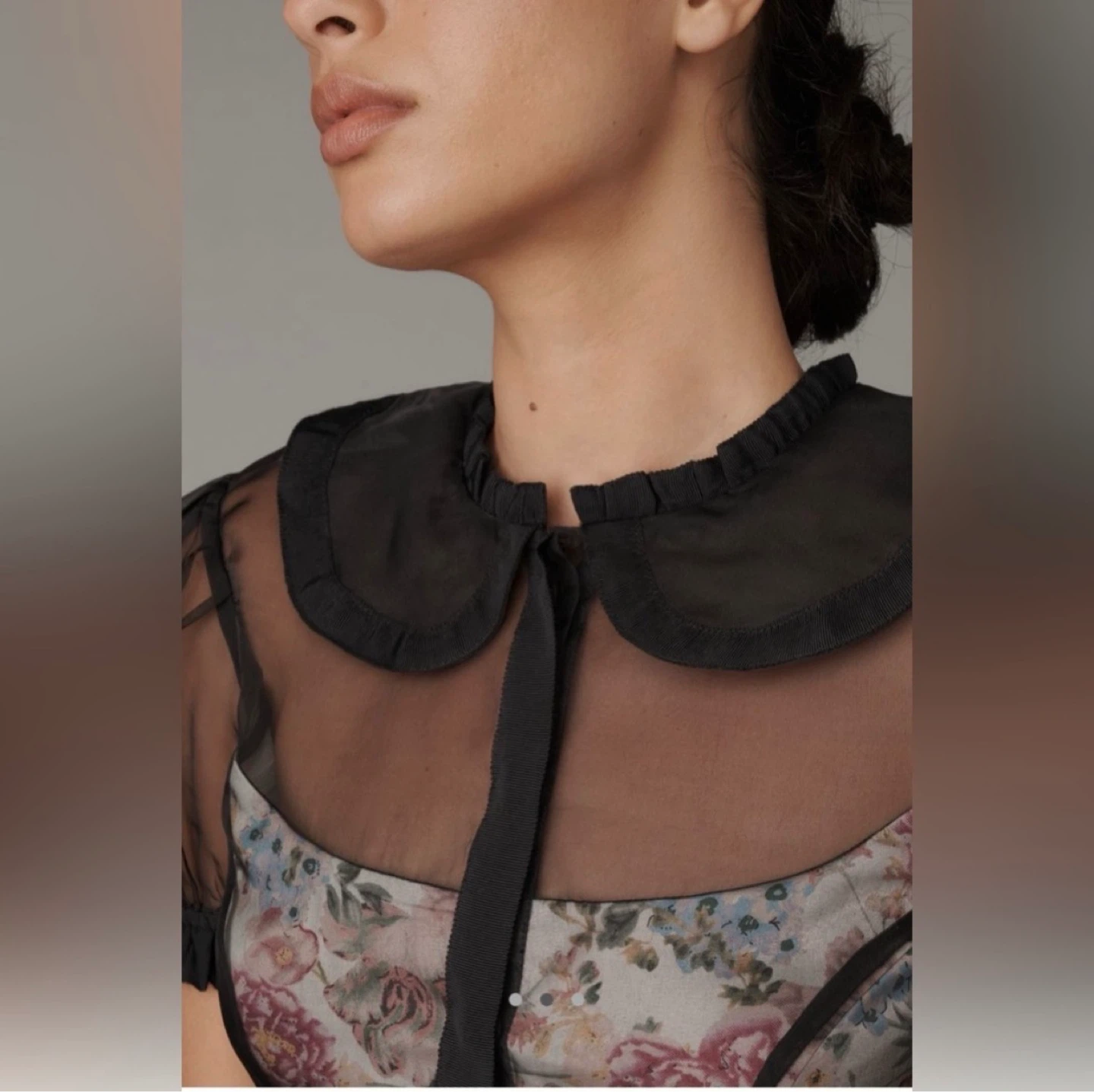 Maeve Organza Sheer Floral Puff Sleeve Top ⚽ - photo 2