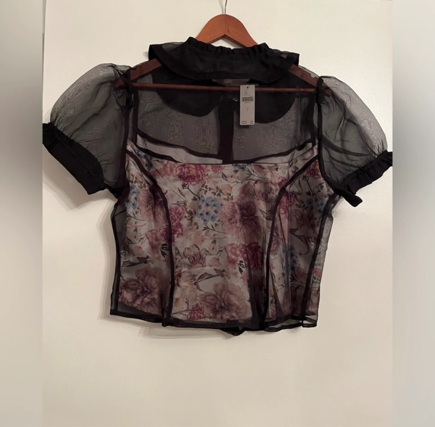 Maeve Organza Sheer Floral Puff Sleeve Top ⚽ - photo 5