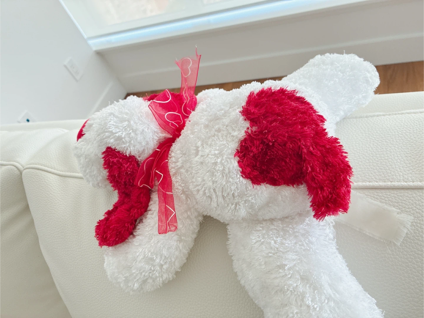 White and Red Stuffed Dog Toy with Ribbon - photo 3
