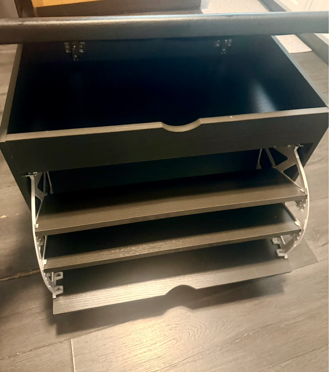 Black Storage Bench with 3 Shelves - photo 2