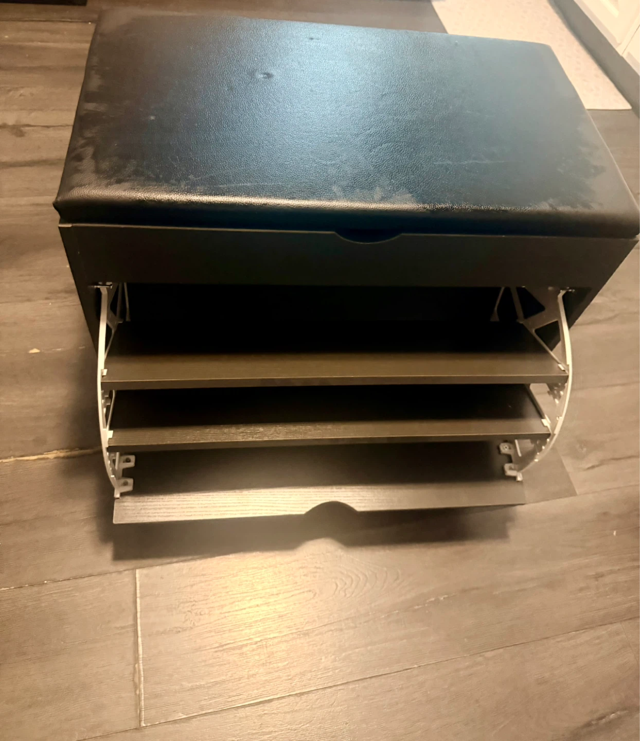 Black Storage Bench with 3 Shelves