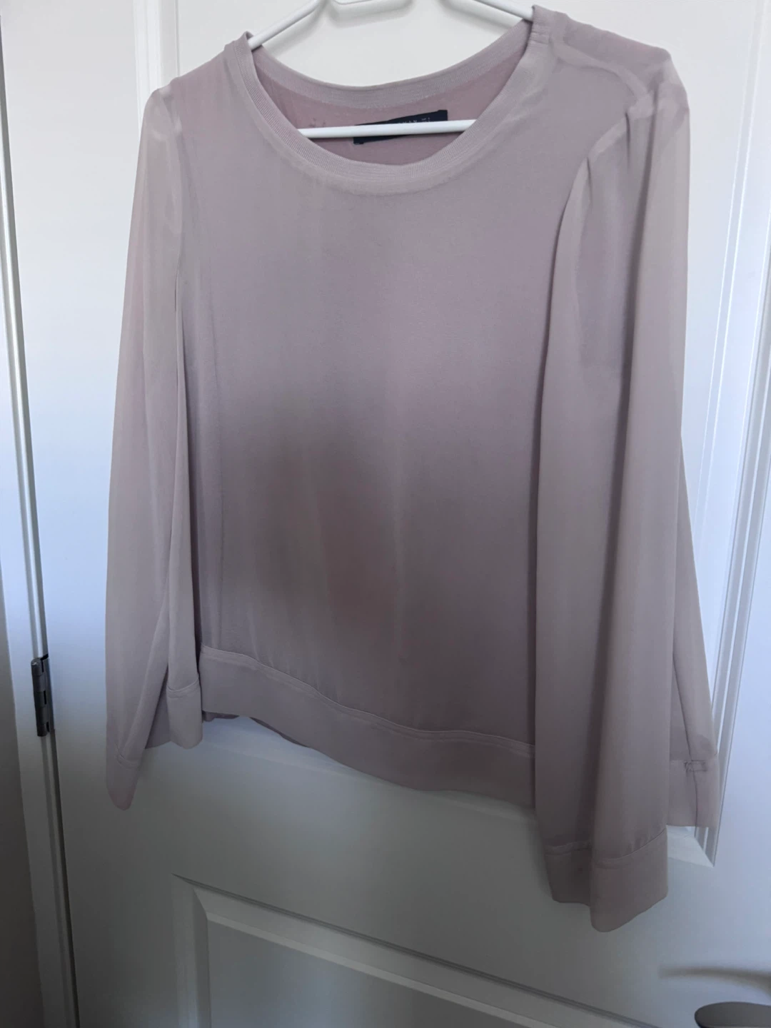 ZARA Woman beige Sheer Sleeve Top