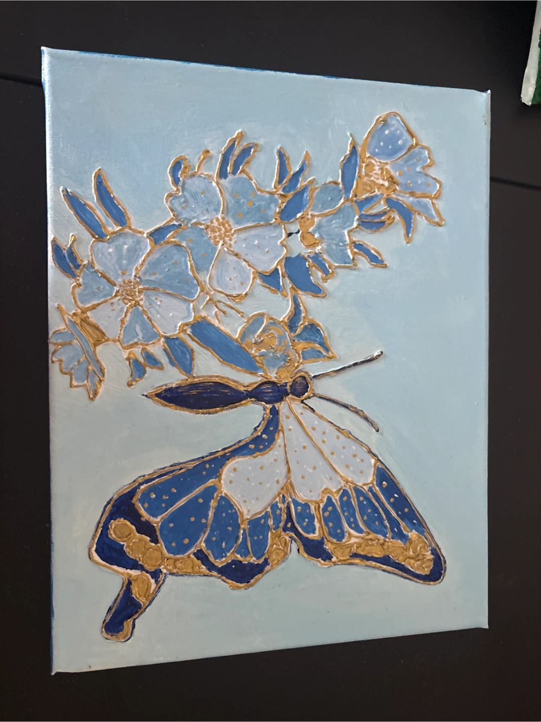 Blue Butterfly & Flower Canvas Art - photo 2