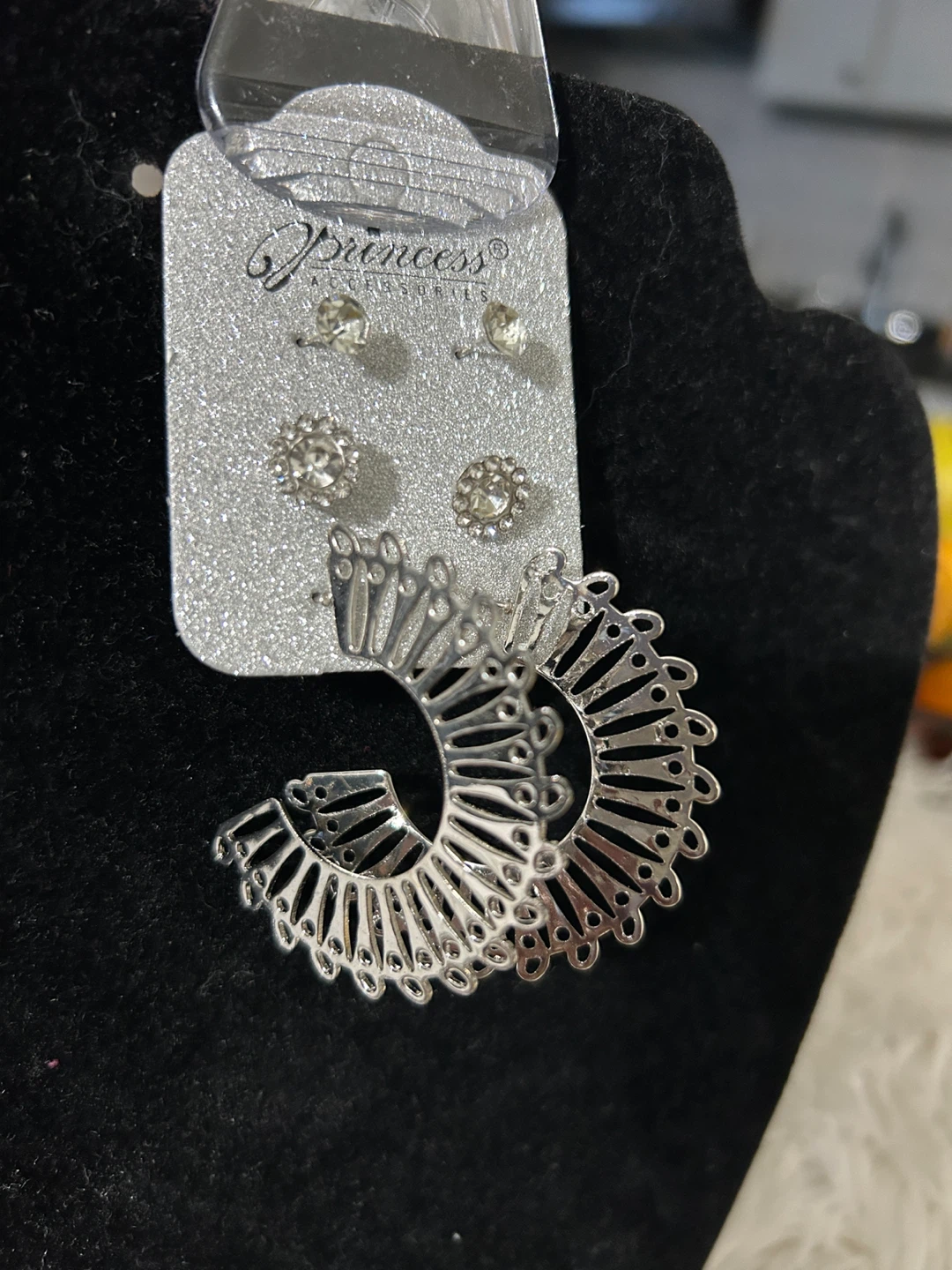 Princess Accessories Silver Tone Hoop and Stud Earring Set - photo 2