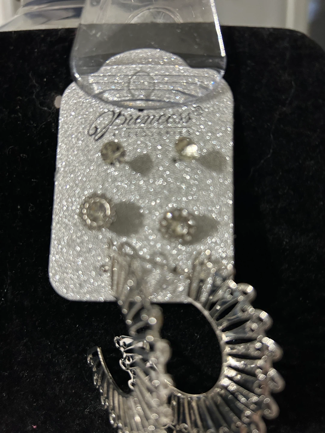 Princess Accessories Silver Tone Hoop and Stud Earring Set