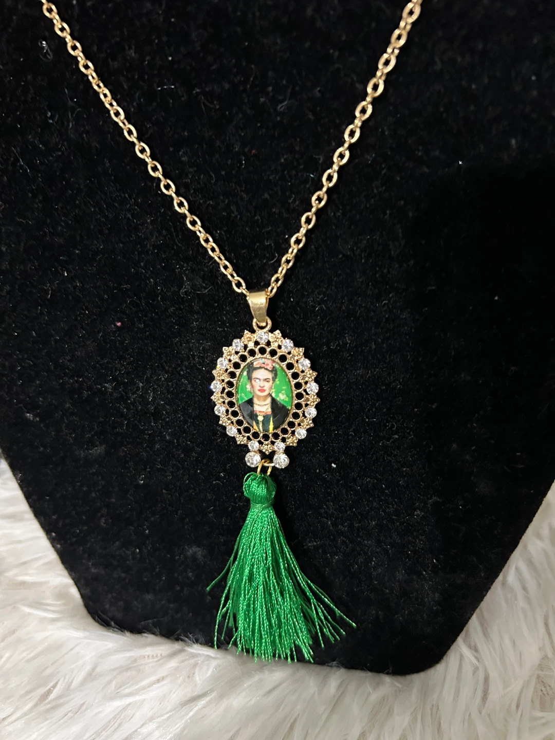 Frida Kahlo Inspired Necklace with Green Tassel - photo 2
