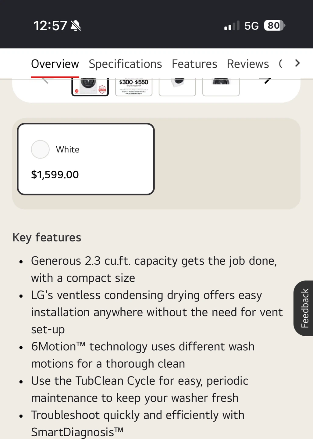 LG 2.3 cu. ft. Compact All-In-One Washer/Dryer - photo 3