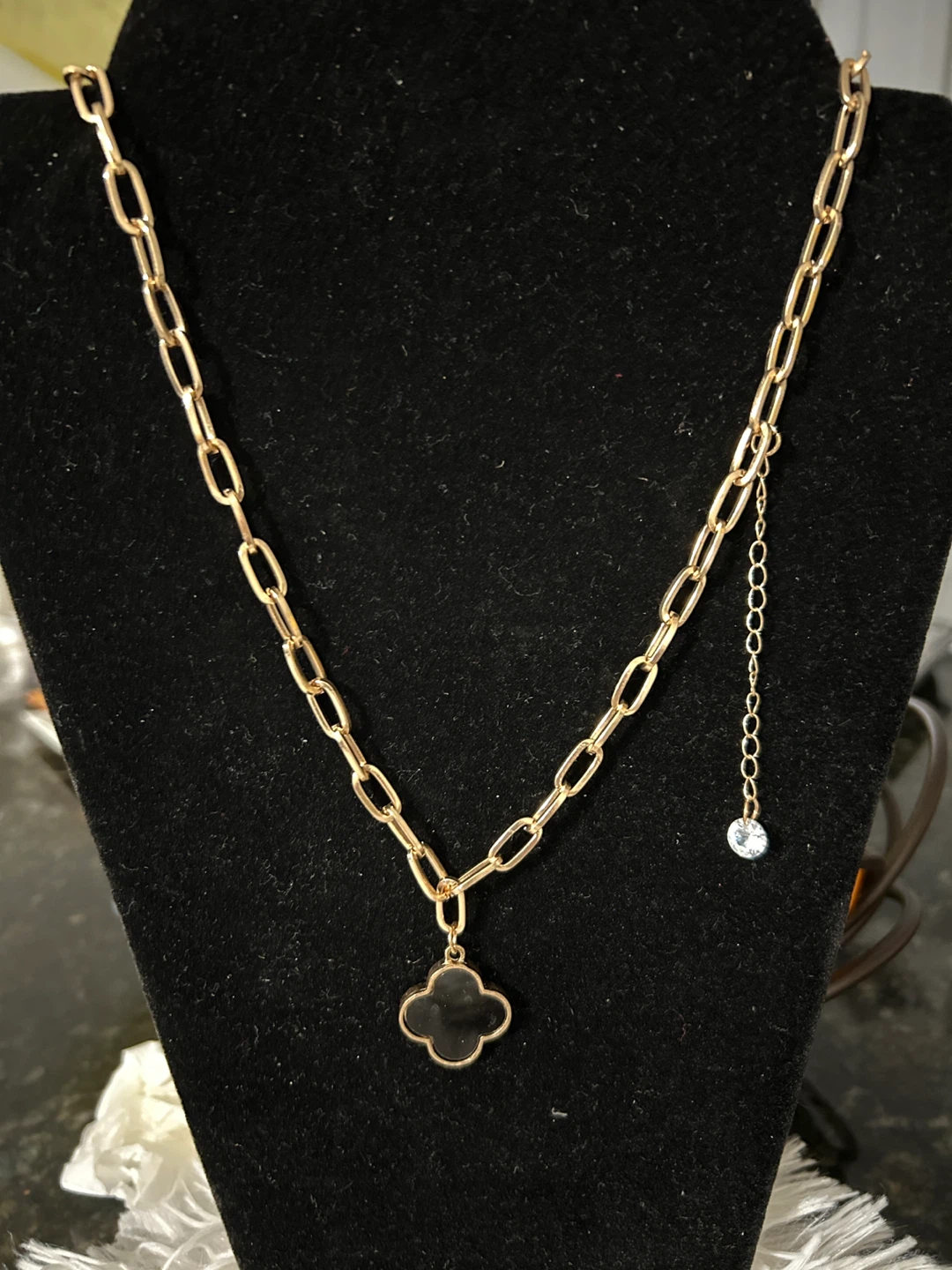 Gold Tone Clover Charm Necklace - photo 2