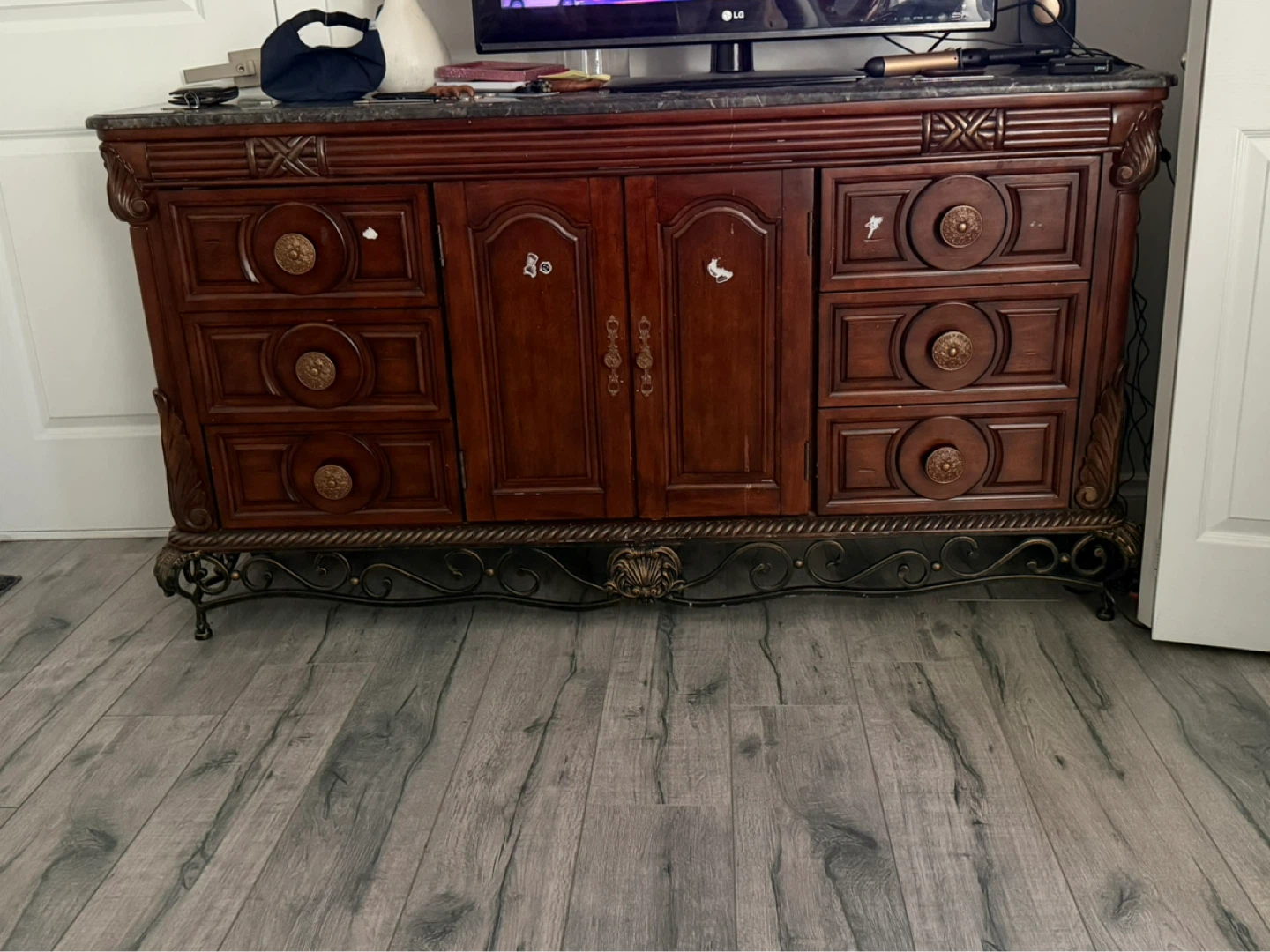 Wooden Dresser with Marble Top