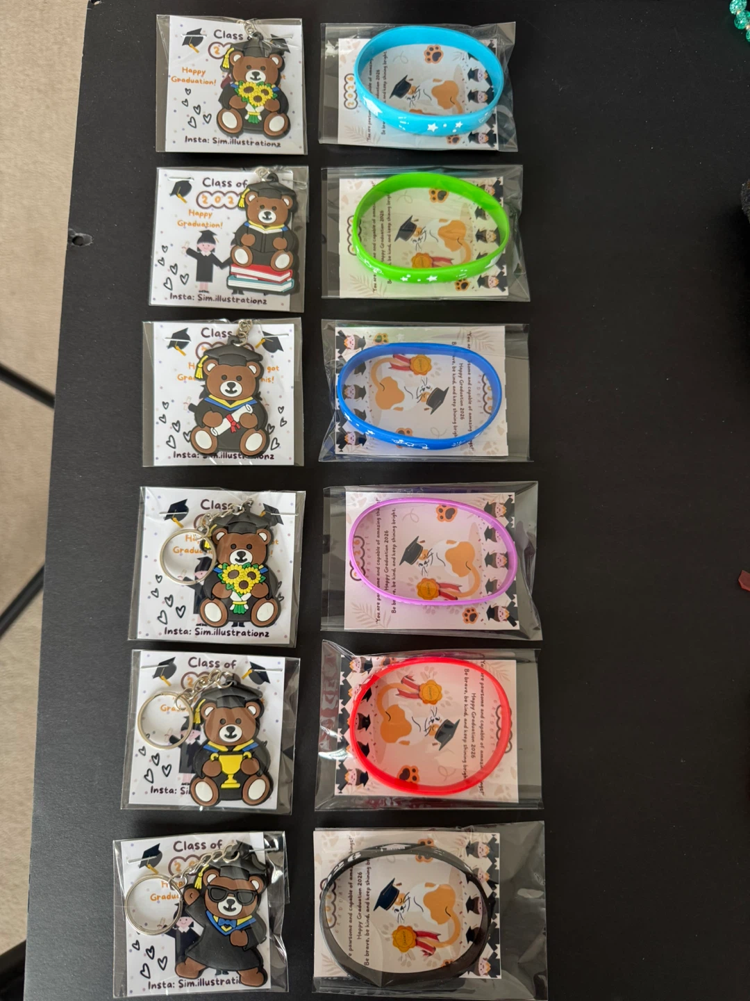 Graduation Bear Keychains & Bracelets - Class of 2026