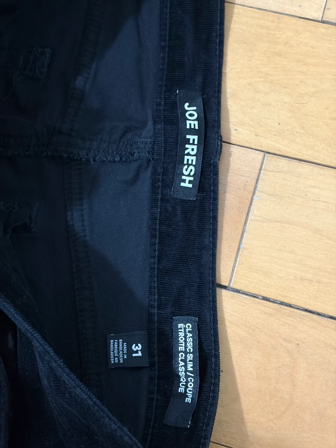 Joe Fresh Black Corduroy Classic Slim Pants Size 31 - photo 3