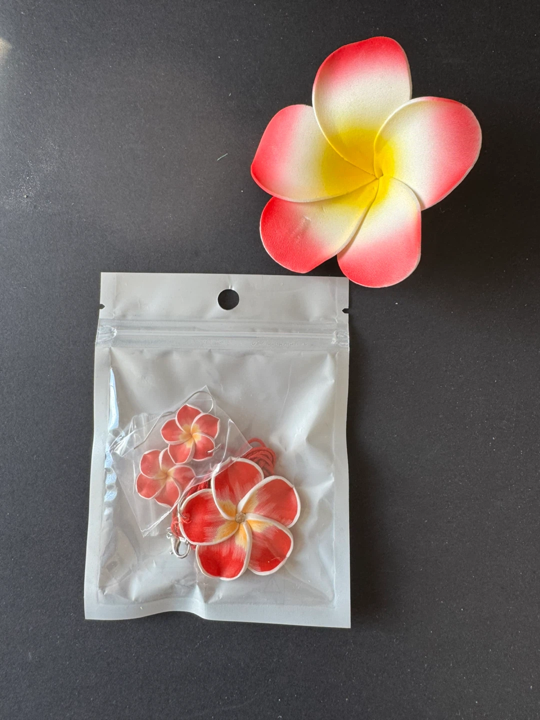 Plumeria Flower Necklace and Earrings Set - photo 2