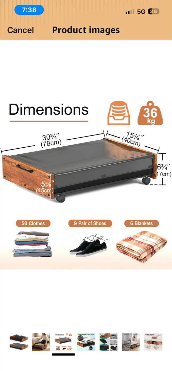 Under Bed Storage w/ Wheels & Clear Cover - photo 4
