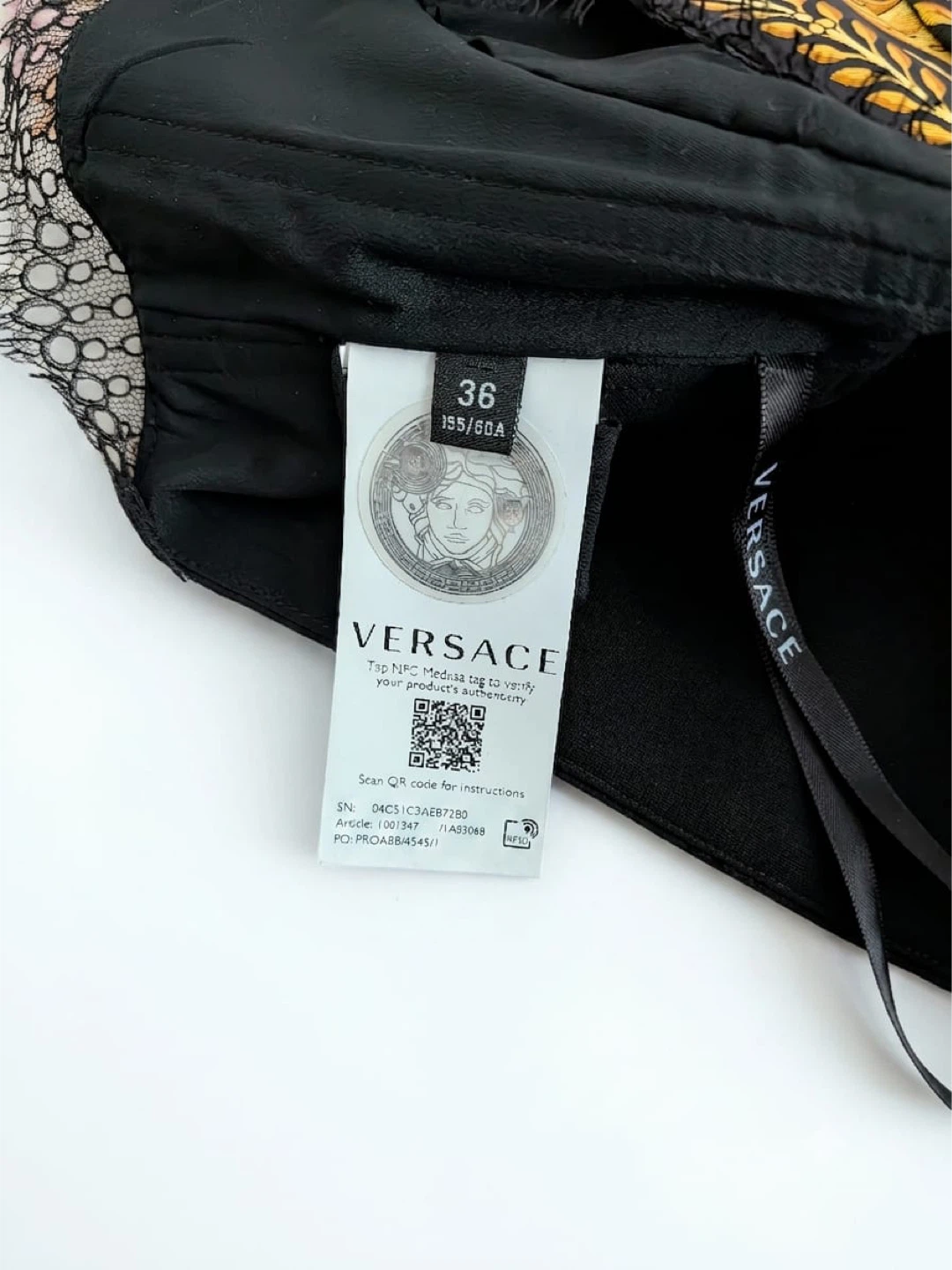 Versace Black & Gold Baroque Lace Trim Crop Top - photo 3