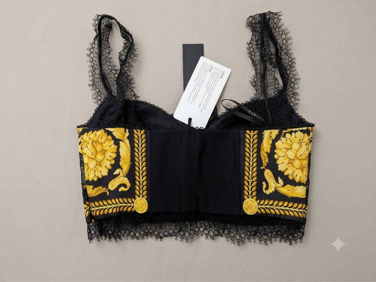Versace Black & Gold Baroque Lace Trim Crop Top - photo 4