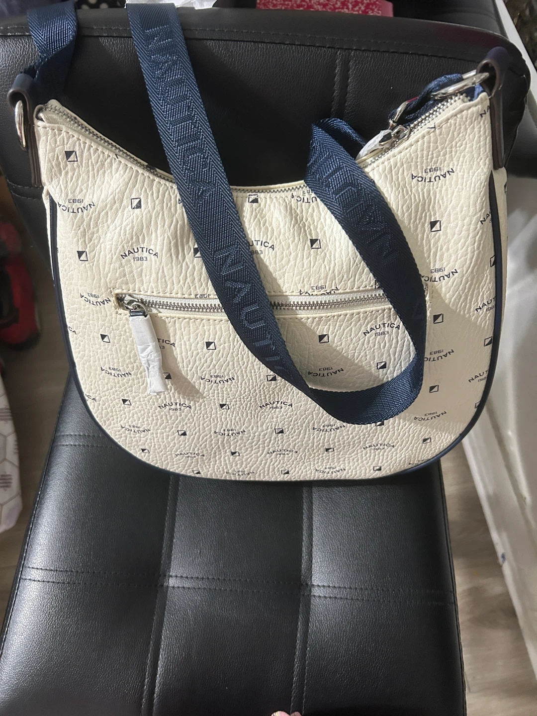 Nautica Cream & Blue Logo Crossbody Bag - photo 3