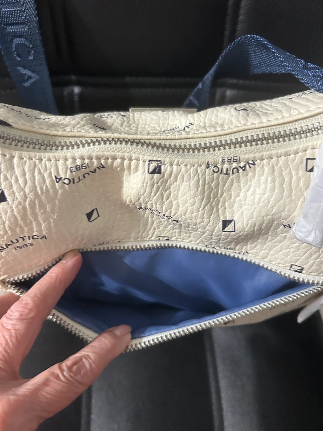 Nautica Cream & Blue Logo Crossbody Bag - photo 4