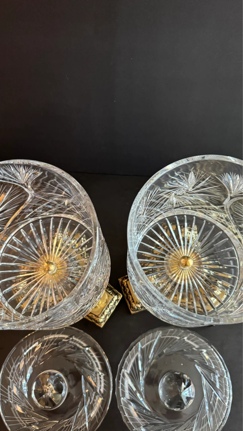Vintage Crystal and Gold Lidded Jars Pair - photo 5