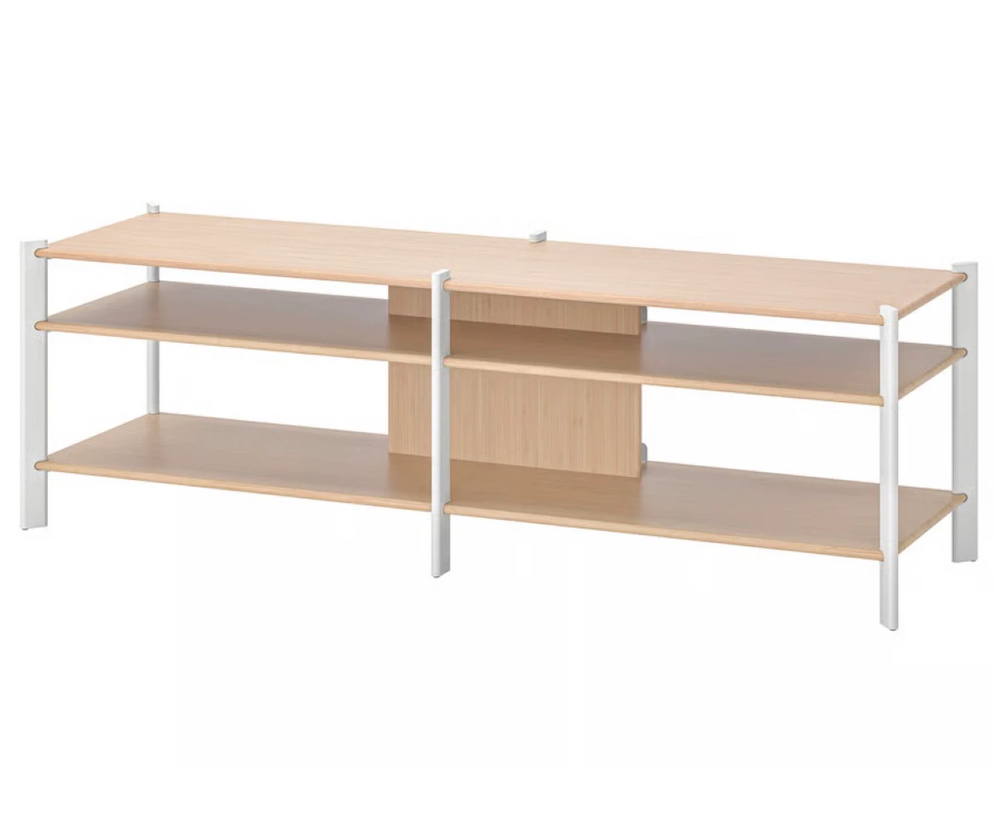 Wood and White Metal Media Stand / Shelf Unit