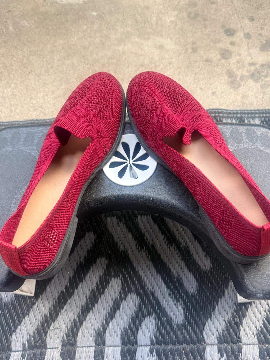 Women's Red Knit Loafer Shoes Size 40
