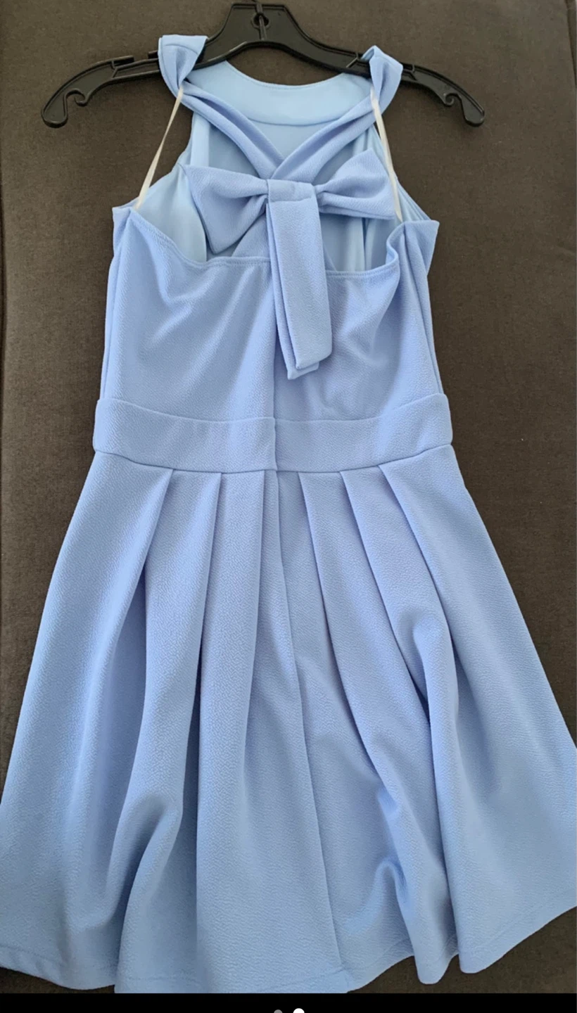 Light Blue Halter Dress with Bow