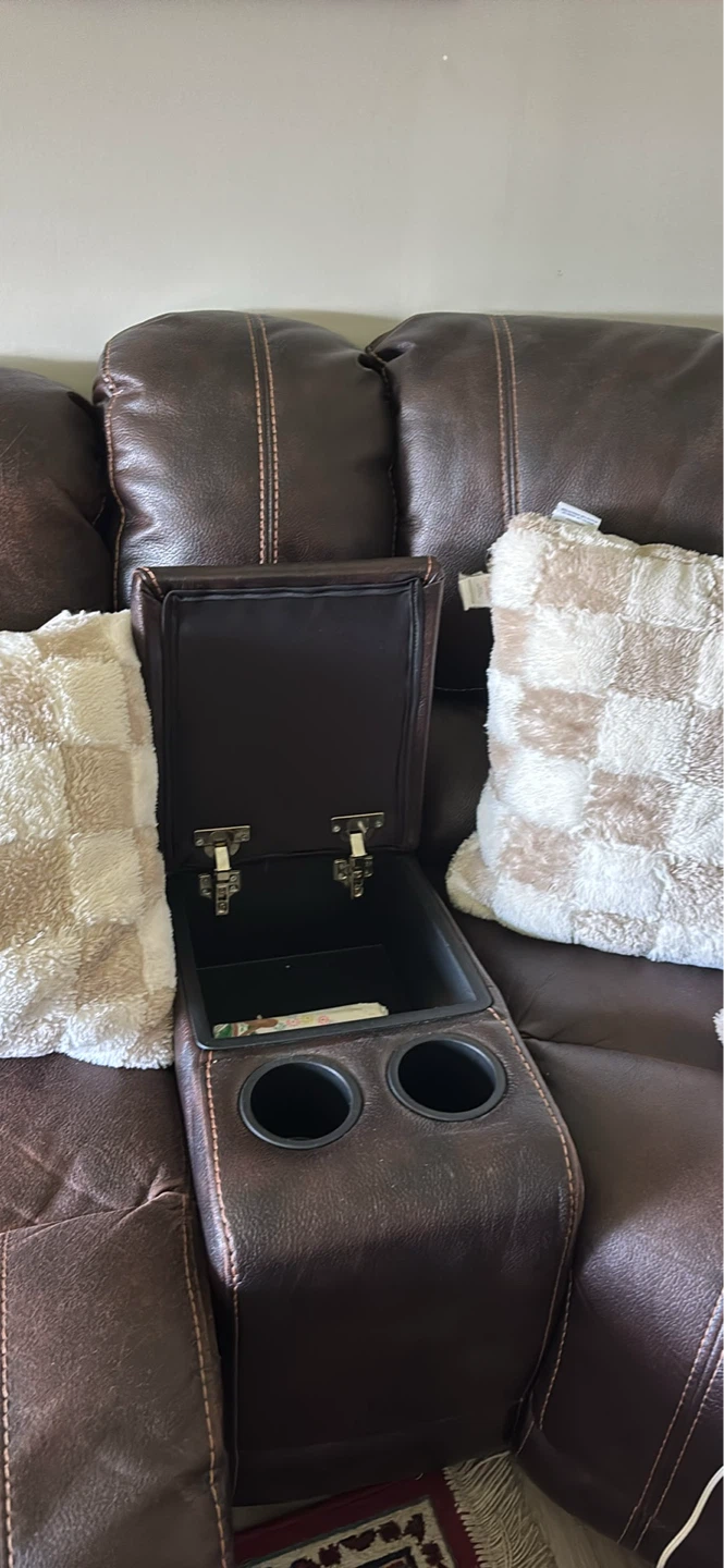 Leather Sectional Sofa with Recliners and Cup Holders - photo 3