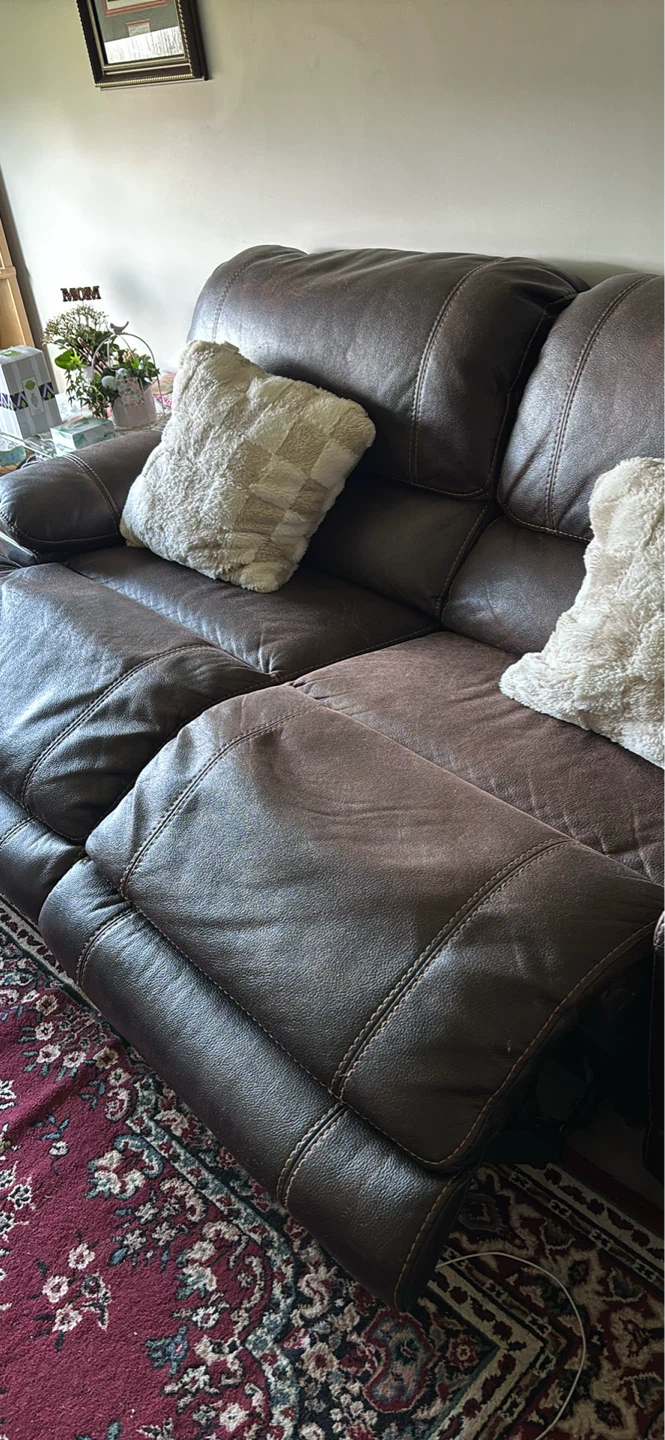 Leather Sectional Sofa with Recliners and Cup Holders - photo 2