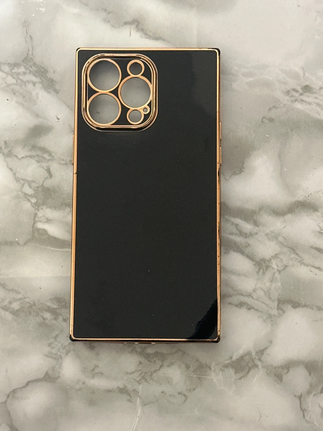 iPhone 14 Pro Max Black phone case with gold trim