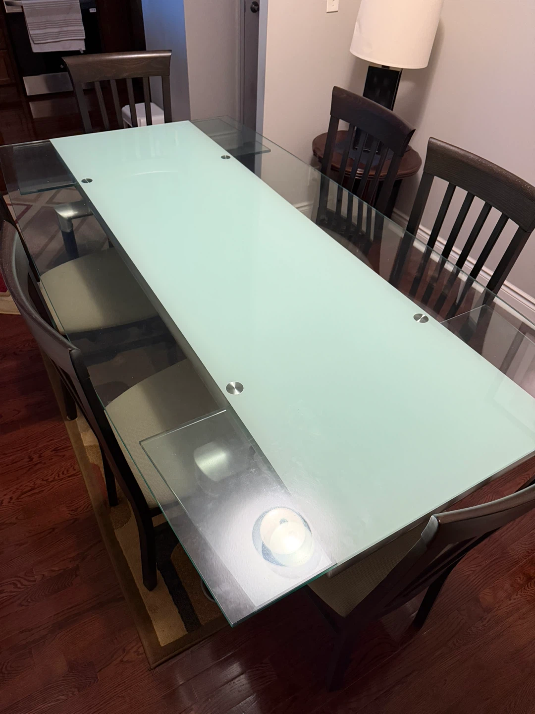 Extendable Glass Dining Table Set with 6 Chairs