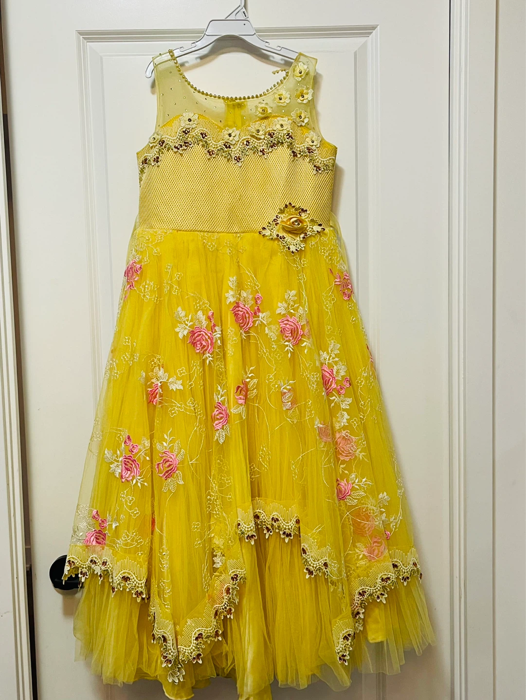 Girls Yellow Floral Party Dress