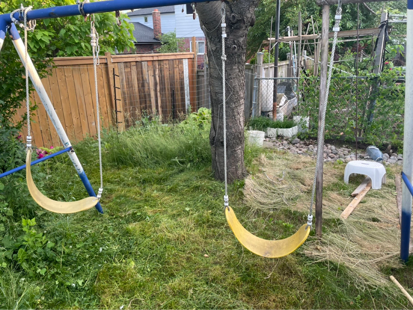 Swing Set with Two Yellow Seats
