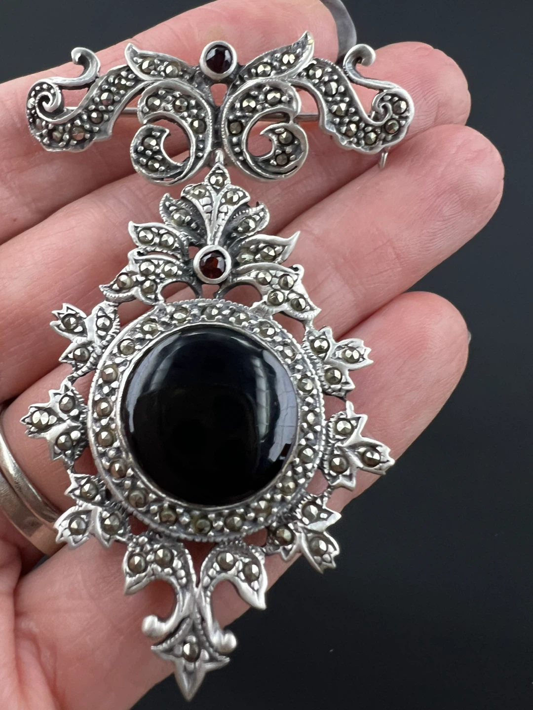 Vintage Art Deco Style 925 Sterling Silver Brooch - photo 5