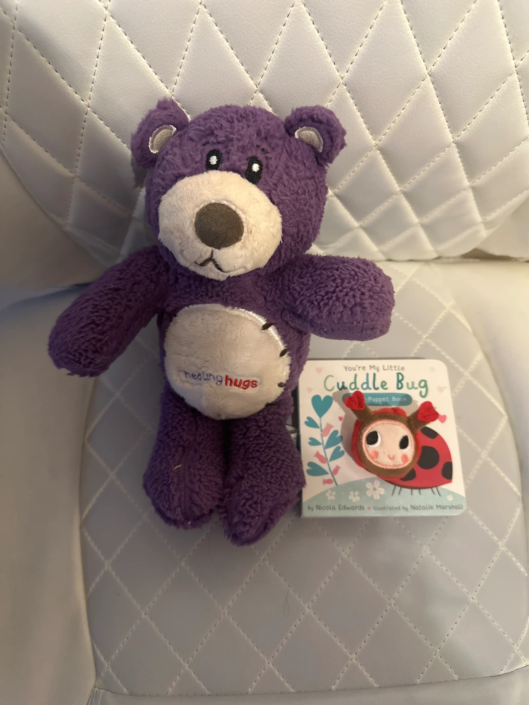 Healing Hugs Purple Teddy Bear with Cuddle Bug Puppet Book