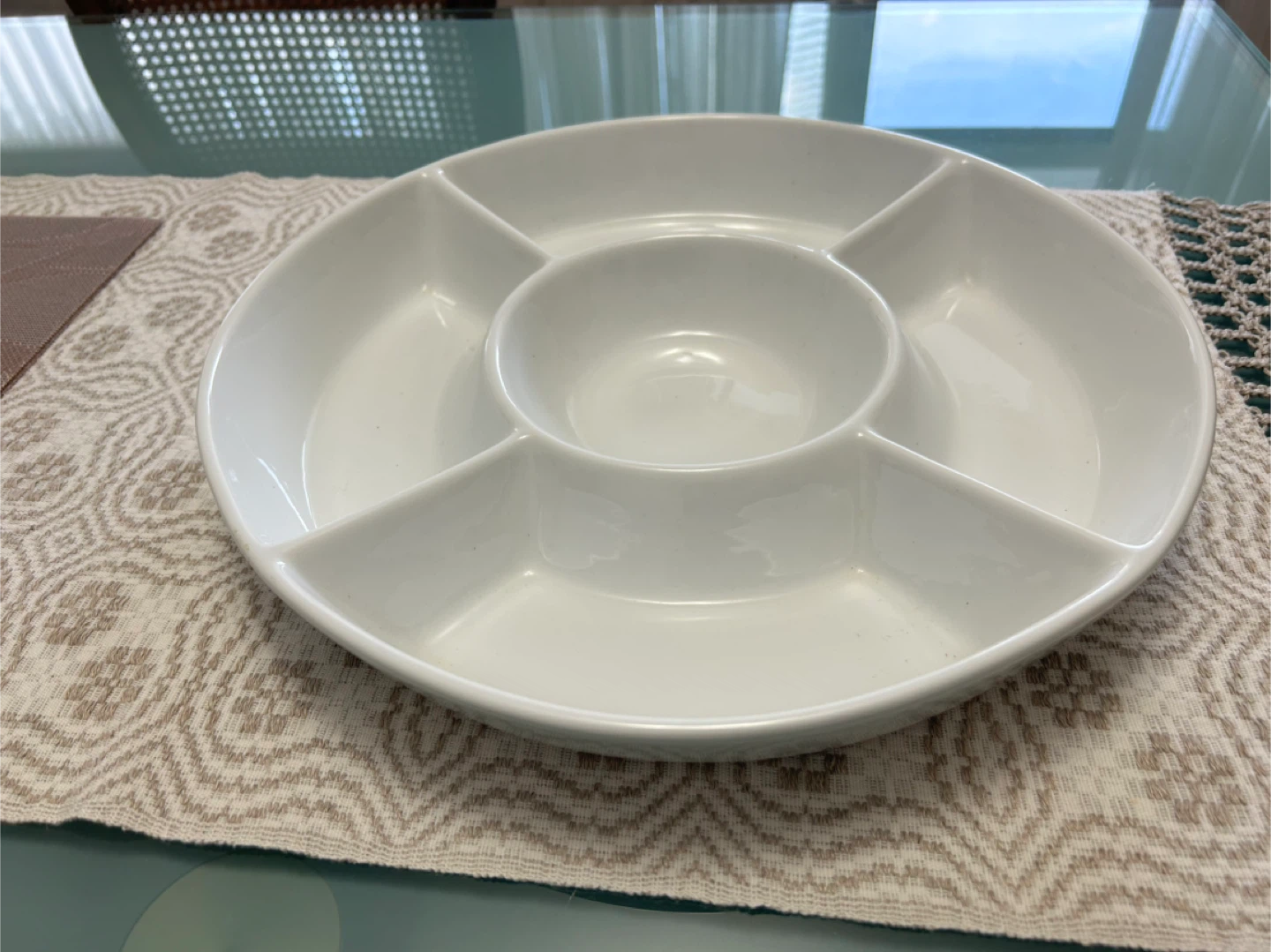 White Serving Platter divided 14x14 inches - photo 3