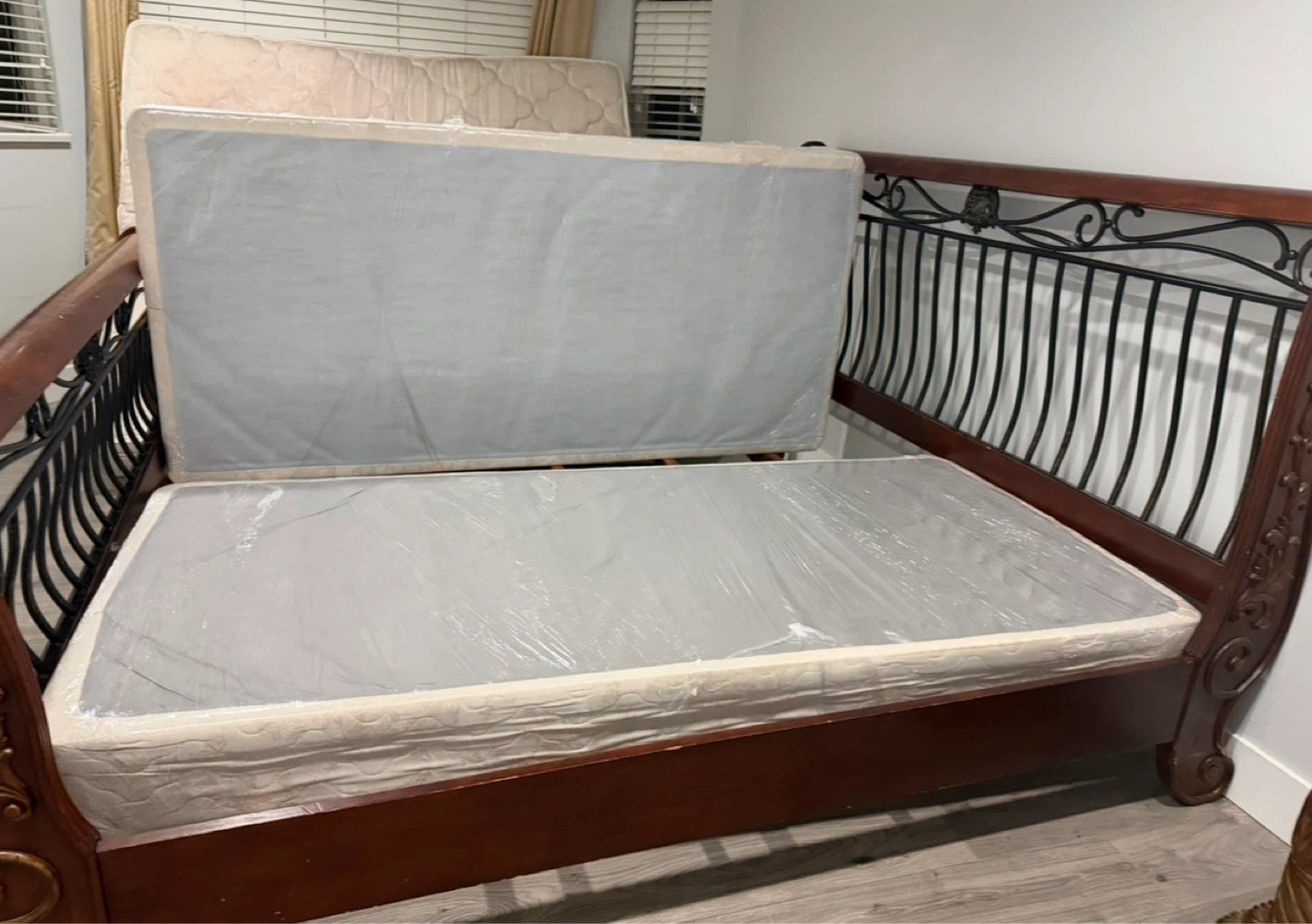 King size bed with spring box and mattress