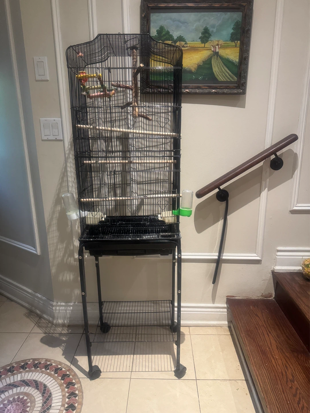 Large Bird Cage with stand and accessories toys
