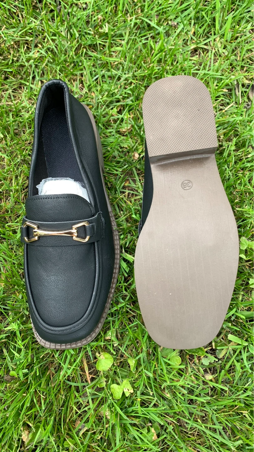 Black Loafers with Gold Buckle - Size 7.5-8 ⚽️ BRAND NEW