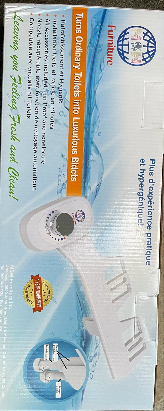 MSW Furniture Toilet Bidet Attachment