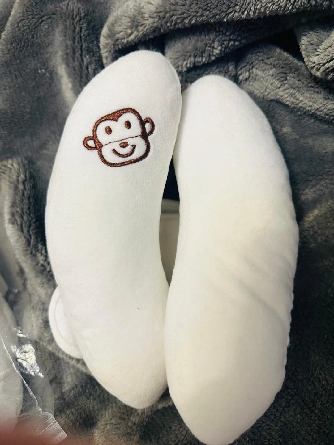 White Baby Head Support Pillow with Monkey Design - photo 2