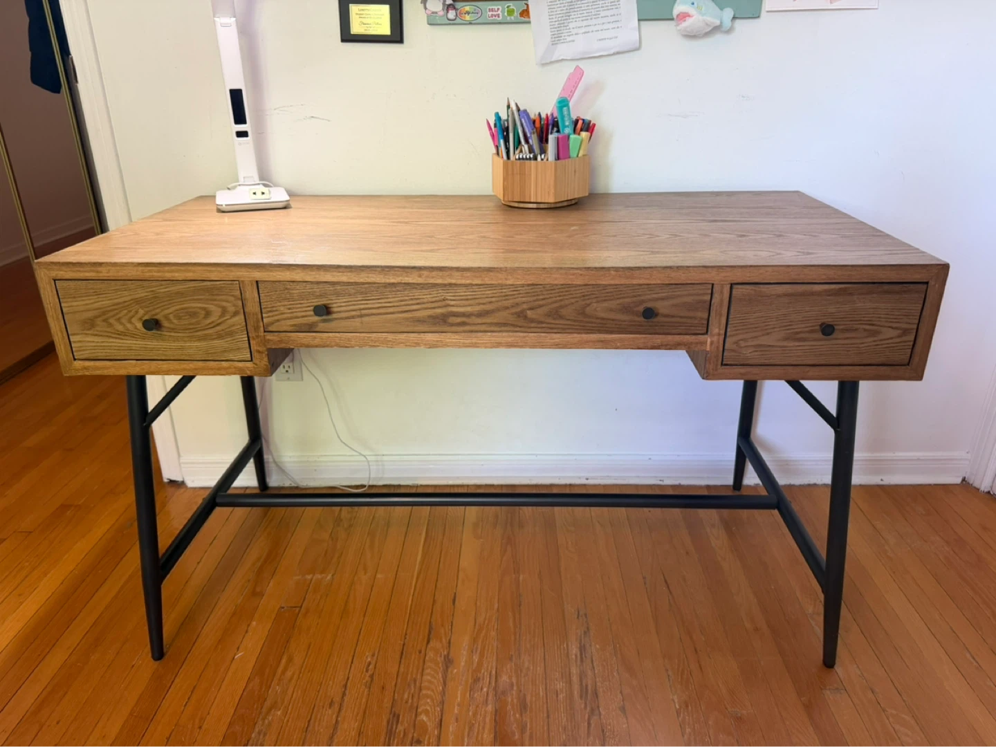 Wooden Desk with Black Metal Legs - photo 4