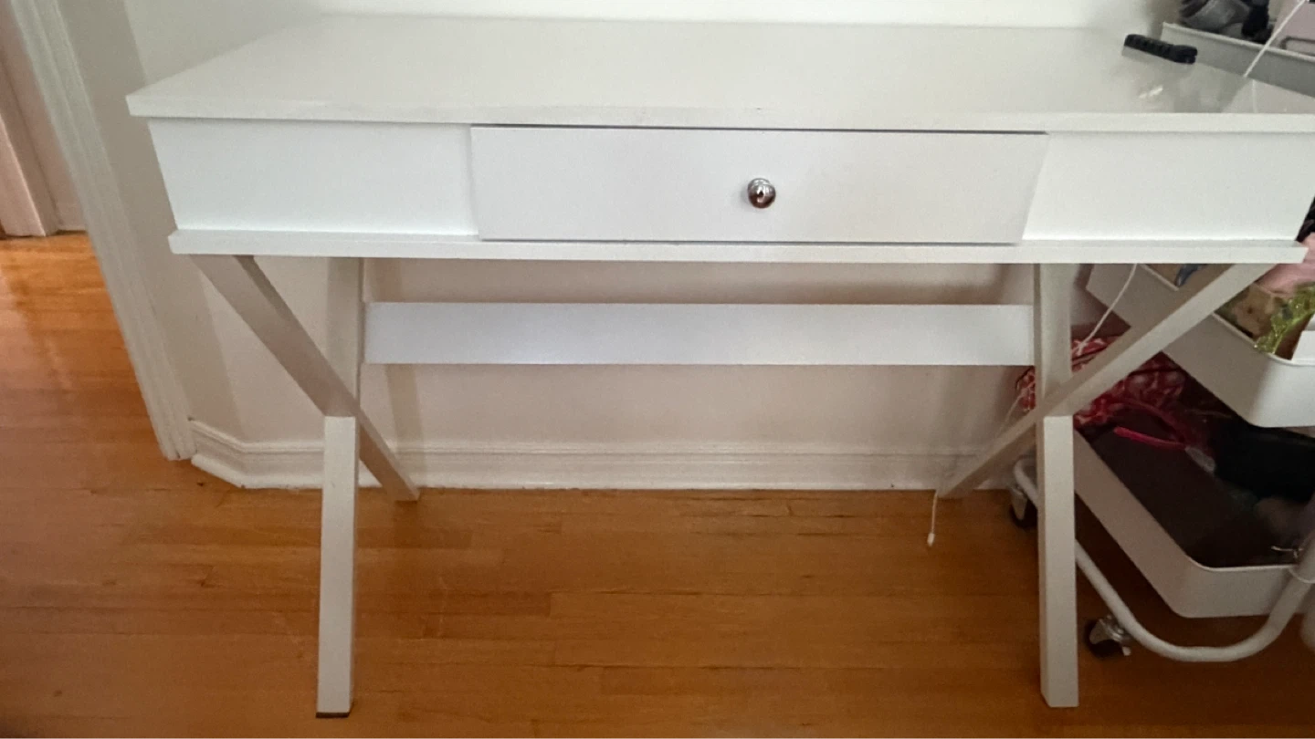 White Desk with Drawer - photo 3